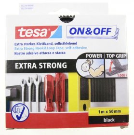 Tesa Hook-and-pile Tape - On & Off Hook And Loop Tape, Self Adhesive Extra Suitable For Strong 50 X 1000mm