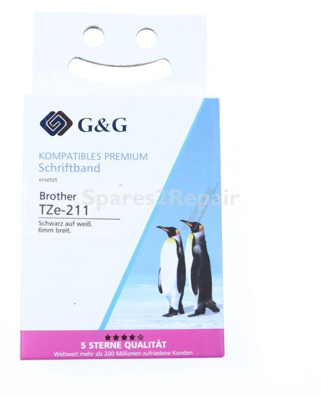 G&g Colour Cartridge - Alternative Ribbon For Tze-211, Black On White