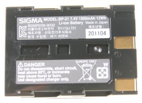 Sigma Rechargeable Camcorder Batteri - Bp-21 D00008 Sigma Liion Battery