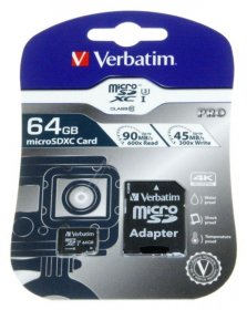 Verbatim Memorycard - Micro-sdxc 47042 Micro Sdxc Card Pro Uhs-3 64gb Class 10 Incl Adapter