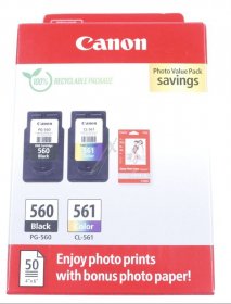Canon Cartridge - 3713c008 Canon 3713c008-pg-560-cl-561 Bk c m y Ink