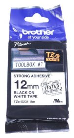Brother Colour Cartridge - Tze-s231 Label Tape Cassette Black On White 12mm 8m