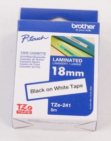Brother Colour Cartridge - Tze-241 Label Tape Cassette Black On White 18mm 8m