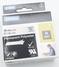 Dymo Colour Cartridge - Schriftband Schwarz Auf Transparent 19mm-5,5m Fur Rhino 4200