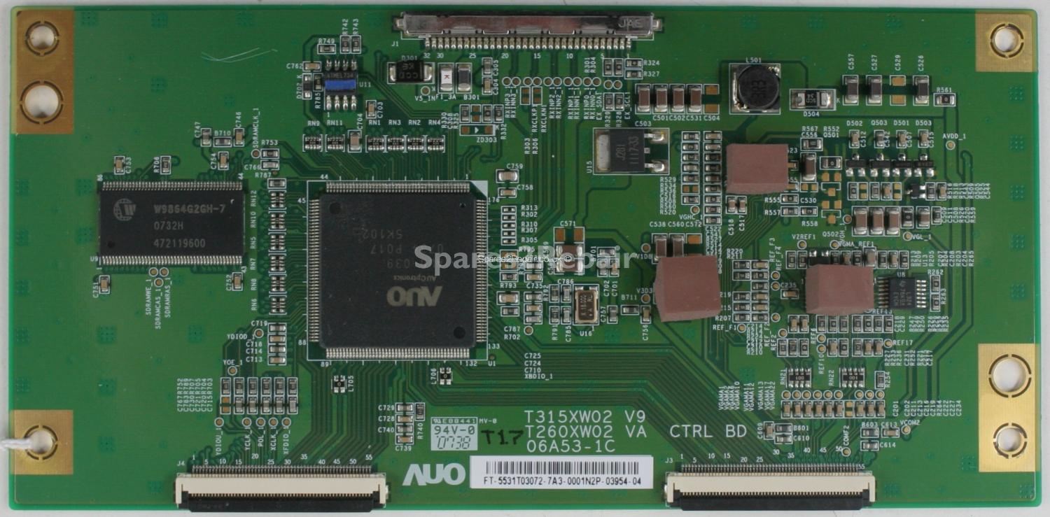 Clarity CTVL32W3HD - T-Con - 06A53-1C - 55.31T03.072 - T315XW02 V9 - T260XW02 VA CTRL BD