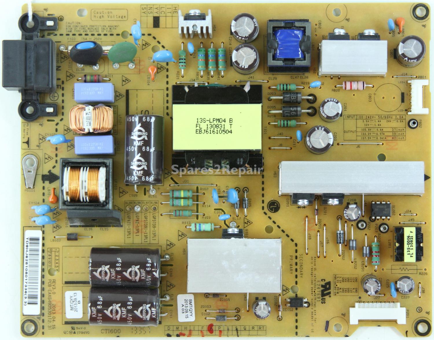 LG 42LN575V - Power Supply - EAY62810501 - REV3.0 - EAX64905301(2.3) - LGP42-13PL1 YY