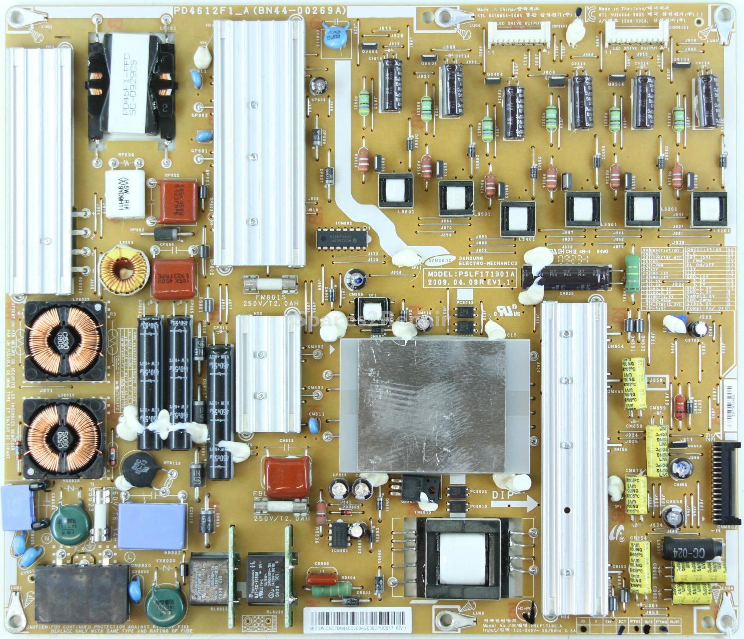 Samsung UE40B6000VW - PSU - BN44-00269A - PSLF171B01A - REV1.1