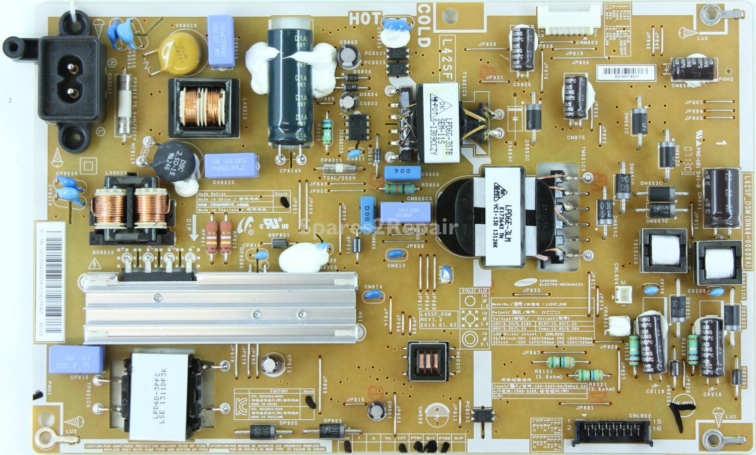 Samsung UE39F5000AW - PSU - BN44-00609A - REV1.2 - L42SF-DSM