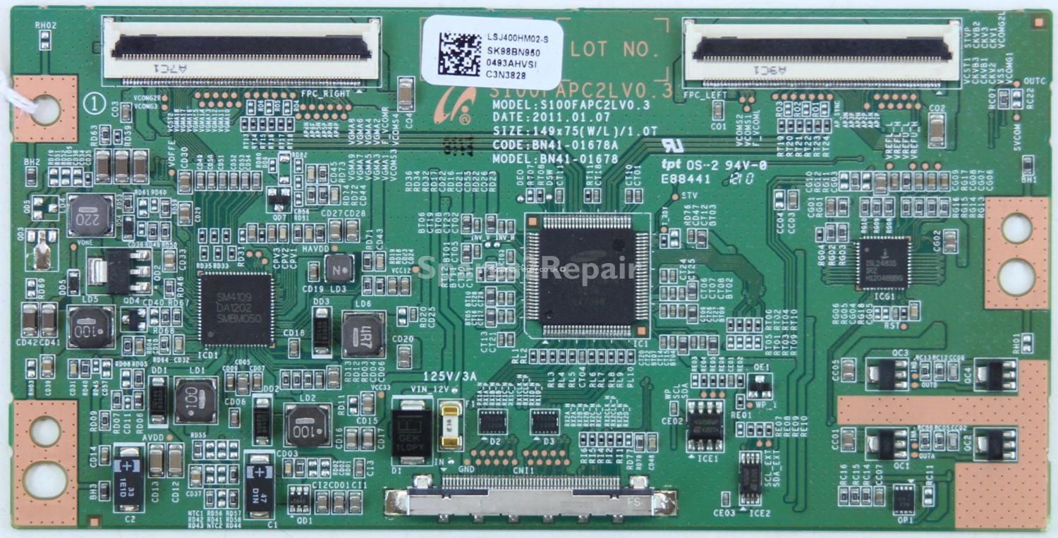 Samsung 40 Inch - T-Con - BN95-00493A - BN41-01678A - LSJ400HM02-S - S100FAPC2LV0.3