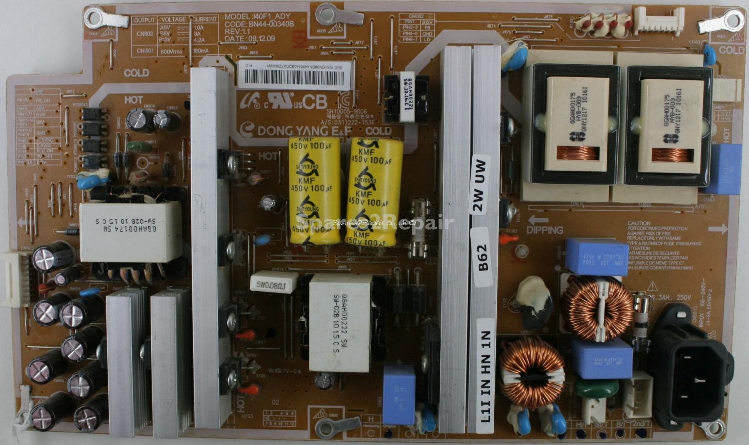 Samsung LE40C530F1W - PSU - BN44-00340B - Rev 1.1 - I40F1_ADY - SH10005-9006